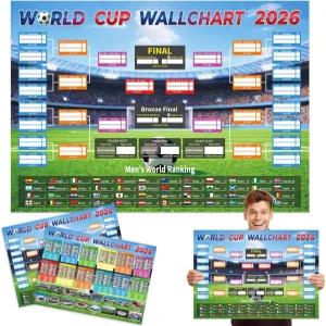 Actilize 월드컵 2026 월 차트 포스터 2팩 - 19.7인치 x 27.5인치 대형 축구 토너먼트 브래킷 및 경기