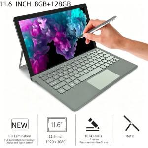 11.6인치 FHD 1080P Ezpad Go 태블릿 PC, 64비트 윈도우 10, 인텔 셀러론 N4120 쿼드 코어, 8GB RAM 128GB