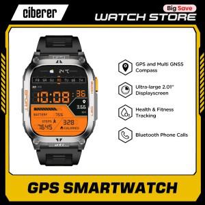 새로운 Ciberer QX18 GPS 스마트 시계 초대형 2.01''디스플레이 내장 GPS 나침반 및 고도계 건강 및 피트니