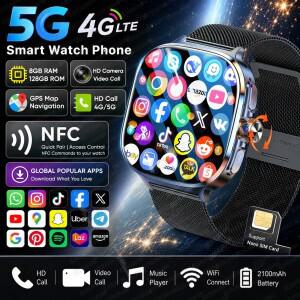 새로운 5G/4G 풀 네트워크 스마트워치 WIFI GPS 화상 통화 8+128GB RAM 구글 플레이 2.4인치 AMOLED 스크린