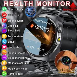 2026년 신형 사파이어 고급 스마트워치 ECG 건강 추적 시계 AMOLED 화면 통화 맞춤형 다이얼 혈중 산소 압