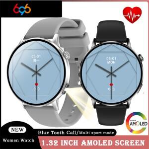 최신 여성 AMOLED 스크린 블루투스 통화 스마트 시계 심박수 건강 다기능 손전등 음성 보조 Smartwatch