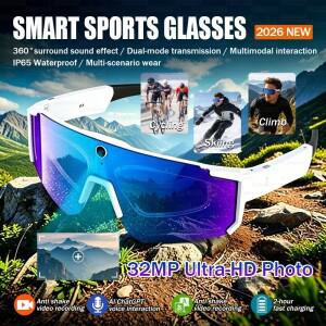 2026년형 새로운 스마트 촬영&녹화 안경, 흔들림 방지 800W HD 카메라, AI 음성 어시스턴트, 블루투스 통화