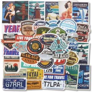 Haruhana Retro Stickers 40피스 세트 빈티지 방수 종이 여행가방 스케이트보드 노트북 자동차 오토바이