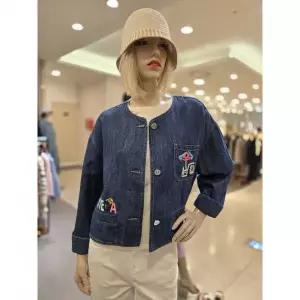한정수량 베네통 라운드 넥 자수 데님 점퍼 BAJP53-531-IN 2837468