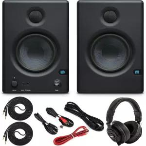 스테레오 및 계기 케이블 키트가 포함된 PreSonus Eris E4.5 쌍 고화질 2방향 4.5인치 액티브 홈/스튜디오