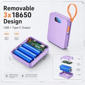 휴대용 무납땜 3슬롯 18650 보조배터리 케이스 DIY 고속 충전 배터리 전원 공급 장치 쉘 (USB 케이블 포함)
