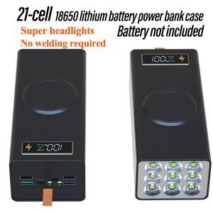 21셀 18650 DIY 보조배터리 케이스 키트 초강력 손전등 분리형 무납땜 22.5W 고속 충전 모바일 파워 쉘