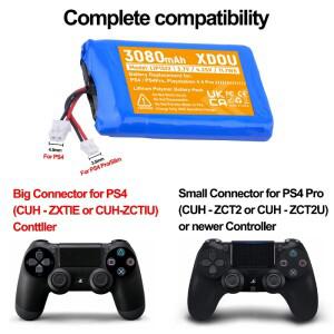 소니호환 플레이스테이션 4 듀얼쇼크4 V1 V2 KCR1410 LIP1522 CUH-ZCT1E 무선 컨트롤러용 3080mAh PS4 배터