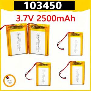 3.7V 2500mAh 리포 폴리머 리튬 충전식 배터리 + jst 1.25mm 2핀 플러그 103450 MP3 GPS 네비게이터 DVD 휴