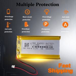 JST 1.25mm 플러그 3.7V 3000mAh 103665 리튬 폴리머 배터리 미유 미니 플러스 오픈 소스 콘솔 게임기용