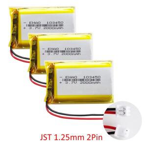 3PCS 3.7V 2000mAh 리포 폴리머 리튬 충전식 배터리 + JST 1.25mm 2핀 플러그 103450 MP3 GPS 네비게이터 D