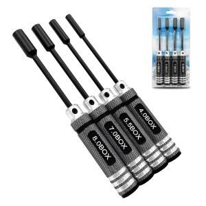 Ismosm 4Pcs 너트 드라이버 세트 RC 도구 세트, 차량, 헬리콥터, FPV 드론, 카메라, 가전제품 수리용 4mm, 5.5mm, 8mm, 7mm (검정색)
