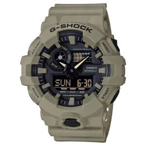 카시오 남성용 700UC 시리즈 G-SHOCK 쿼츠 200M WR 충격 방지 레진 스트랩 및 케이스