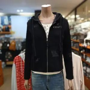(여성)  노출  시접골지 크롭 후드집업 JR4TZF039BKBP