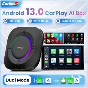 CarlinKit 카플레이 Ai 박스, 스마트 자동차 TV 박스, 무선 카플레이, 안드로이드 13, 자동 비디오 박스, 4