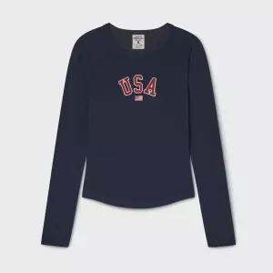 후아유 USA Ribbed Crewneck TShirt WHLAG2292F