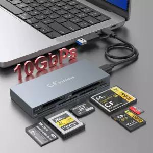 CF카드리더기 6 in 1 CFexpress BCFXDMSSDTF 카드 리더기 윈도우 XP MAC OS용 10GbpsSLR CF Express B 리더