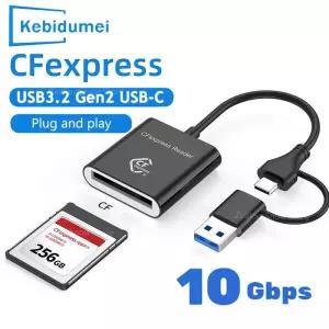 CF카드리더기 10Gbps CFexpress Type B 카드 리더기 2in1 USB32 Gen2 어댑터 윈도우 XP MAC OS용 휴대용 CF