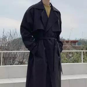 플레이마틴 남성 오버핏 롱 트렌치코트 가을 루즈핏 커플 코트 5color