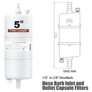 0.22um PTFE/PES 멸균 캡슐 필터 및 입구 출구 충전 벨  계단식 호스 바브(1/4''-3/8'')  개별 포장