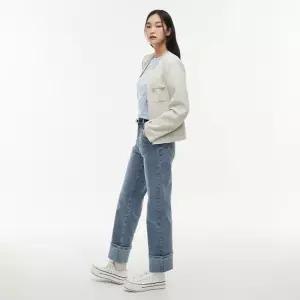 랩 [LAP] 일자핏 밑단 롤업 데님 팬츠 AQ7DP164_DG