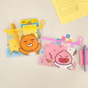 카카오프렌즈 KF 해피모먼트 PVC 파우치다용도치 납작치 투명치 심플치 휴대용치 사각치 어피치치 라이언치