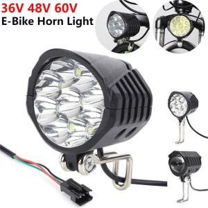 경적 장착 전기 자전거 라이트, 스쿠터 LED 프론트 방수 고출력 36 V, 48 60V, 18W, 9