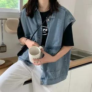 여성  청조끼 오버핏 데님 베스트 청자켓