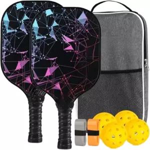 Pickleball Racket Lightweight Ball Fiberglass Ergonomic Sports Equipment Indoor Outdoor Home