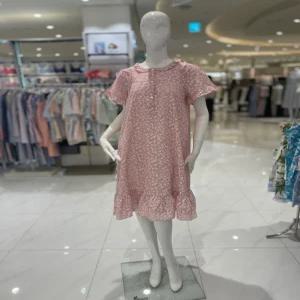 비너스 잔꽃나염 여름 반팔 3부 프릴 여성 원피스 잠옷 VGNS203PK 644636