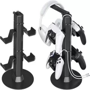 게이밍 컨트롤러 및 헤드셋 홀더 스탠드 책상용 충전기 케이블 정리기 포함 PS5 Xbox Switch용 헤드폰 금속
