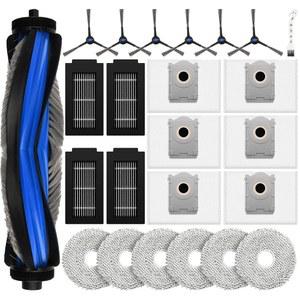 ECOVACS호환 DEEBOT T50 PRO OMNI/T50 OMNI GEN2 진공청소기용 24개 액세서리 키트 | GEN2용 메인 브러시 6개 먼지봉투 4개 필터 사이드 대걸레 패드 6개 및 클리닝 도구 1개 교체 부품 포함
