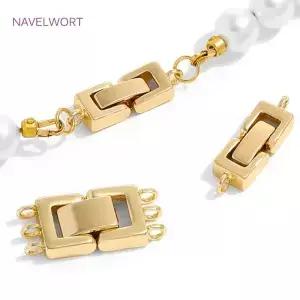 18K 금도금 진주 클래스프 패스너 팔찌 제작용 황동 쥬얼리 커넥터 DIY 액세서리