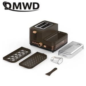 DMWD 전기식 아침식사 빵 굽는 기계 2슬라이스 토스터 오븐 계란찜기 소시지 그릴 로스터 오믈렛 프라이팬
