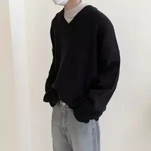 플레이마틴 헤비 오버핏 브이넥 니트 루즈핏 남성 여성 커플 스웨터 6color