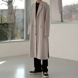 플레이마틴 남성 오버핏 싱글 롱코트 120cm 옆트임 봄 가을 하객룩 2color