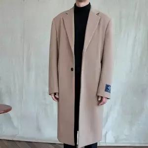 플레이마틴 남성 울 캐시미어 싱글 롱코트 신슐레이트 겨울 정장 코트