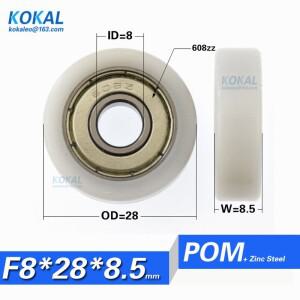 볼 베어링 608ZZ 플라스틱 커버 플랫 롤러 도르래  3cm 기계  DIY 타입 휠 30  F08  1 개