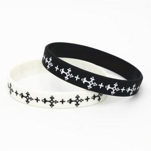 1PC 쥬얼리 캐주얼 크로스 실리콘 팔찌 블랙 화이트 스포츠 고무 & Bangles 심플 종교적 매력 선워터 SH127