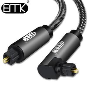 EMK 90도 디지털 광 오디오 케이블 5.1 블루레이 플레이어 Xbox 사운드바 광섬유 직각 Toslink SPDIF