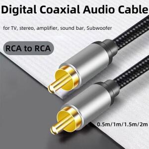 디지털 동축 오디오 케이블 S/PDIF RCA 남성 금도금 및 홈 시어터 HDTV 서브우퍼 증폭기용 편조 코드