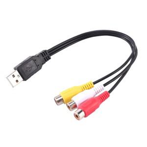USB 수 플매트 카펫 러그 to 3 Rca 암 어댑터  오디오 컨버터  AV 케이블  HDTV 텔레비전 와이어 코드  1PC