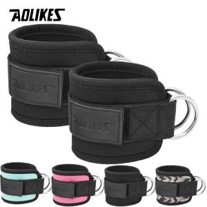 AOLIKES 조정 가능 패딩 발목 손목 커프스 스트랩  D 링 글루트 킥백  케이블 기계용  운동에 이상적
