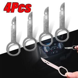4Pcs 자동차 라디오 제거 도구 스테레오 추출기 키 릴리스 핀 헤드 유닛 VW Audi Ford Mercedes Benz Skoda