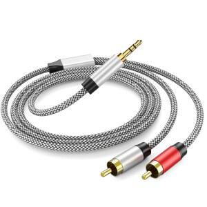 PPTVC 3.5MM TO 2RCA 오디오 케이블 3피트 보조 어댑터 스테레오 스플리터 AUX 스마트폰 스피커 태블릿용 RCA Y 코드HDTVMP3 플레이어