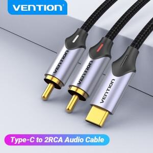 Vention-USB C to RCA 오디오 케이블 c형 2 스피커 앰프 화웨이 샤오미 노트북용  1m 3m 분배기 Y