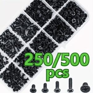 250-500개 M2 M2.5 M3 나사 플랫 헤드 노트북 컴퓨터 조립 세트 소형 적합