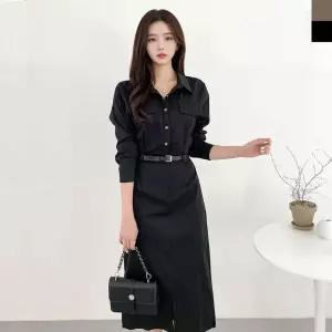 원피스 OPS 홈웨어 KAA 2276 여자 클래식 롱원피스 벨트포함