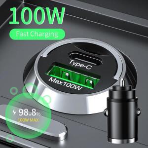 100W 차량용 충전기  PD 아이폰 QC3.0에  고속   Xiaomi에 미니 USB 유형 C 자동차 휴대폰